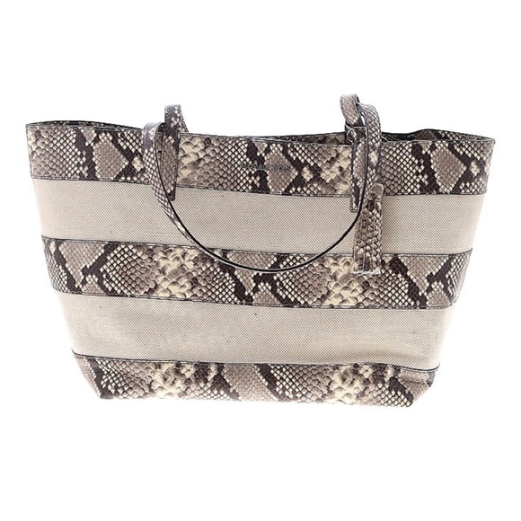 Michael Michael Kors Tasseled Snake‑Print Striped Canvas Large NWT with Pouch - Picture 3 of 12